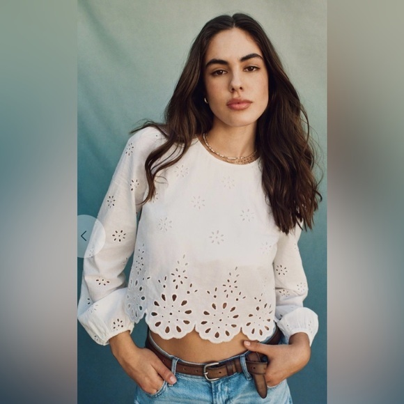 American Eagle Outfitters Tops - NWT AE LONG-SLEEVE EYELET BLOUSE